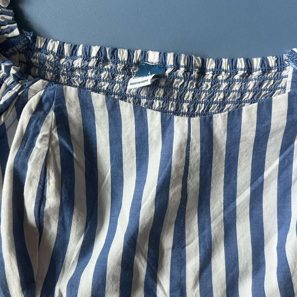 Blue and White Striped Top